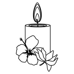 lit candle icon cartoon isolated in black and white