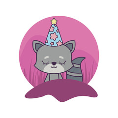 cute cat animal with hat party