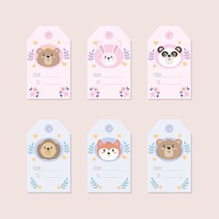 set of cute animal labels decoration