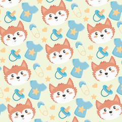 cute fox head with short and pacifier background