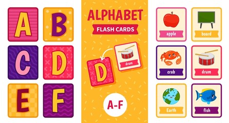 Aplhabet flash cards. Educational  game for children. 