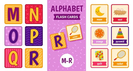 Aplhabet flash cards. Educational  game for children. 