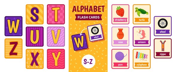 Aplhabet flash cards. Educational  game for children. 