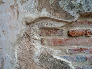 close up texture of the old brick wall for background
