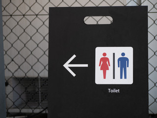 symbols on the black board for directions to the toilet such as 