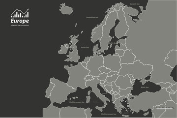 Description Map of European Countries with vector