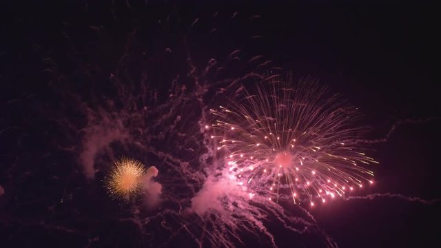 Fireworks on the dark sky, colorful show