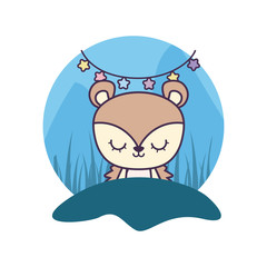 cute porcupine animal with garlands hanging
