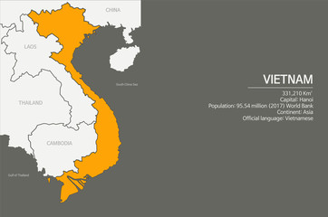vector map of Vietnam. asia country map. vietnam map. 