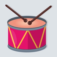 bass drum and drumsticks isolated vector illustration 