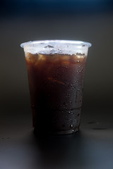 Ice black coffee in transparent glass
