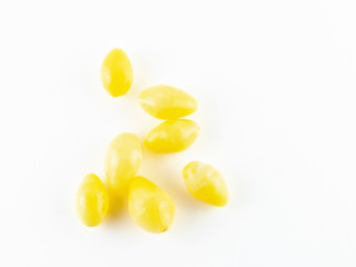 Ginkgo seeds boiled on white background