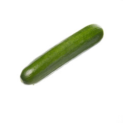 Single fresh ripe green cucumber