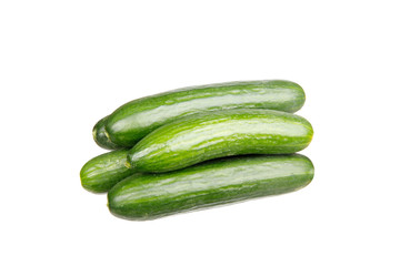 Five green cucumbers with flower