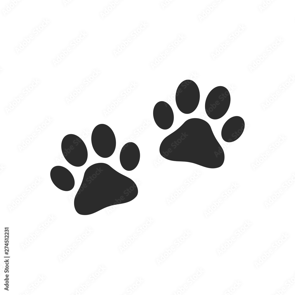 Poster paw print icon template black color editable. paw print symbol flat vector sign isolated on white ba