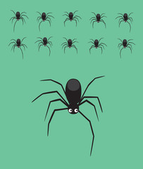 Animal Animation Spider Walking Cute Cartoon Vector Illustration