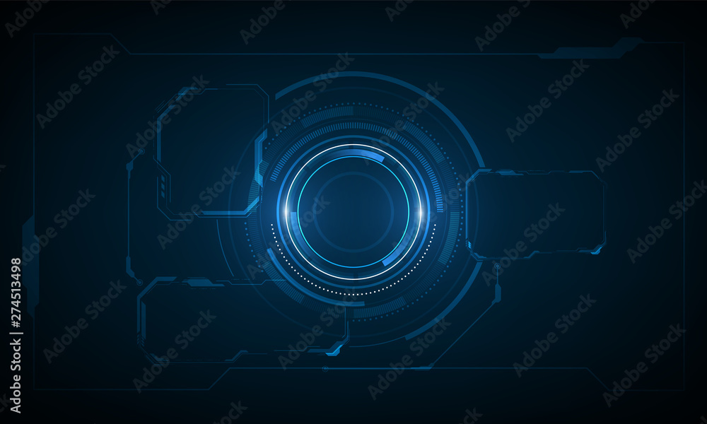 Poster ui hud screen tech system innovation concept background template. vector illustration