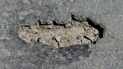 Hole in the asphalt road