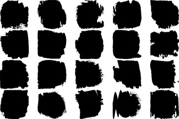 Set of grunge spots. Vector paint strokes of black on a white background.