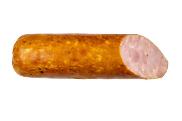 Smoked sausage isolated on white background