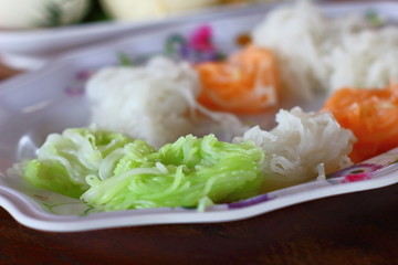 thai rice noodle colorful or rice vermicelli noodle
