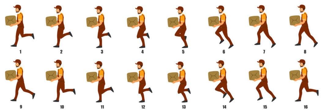 Courier Person Character Run cycle Animation Sequence