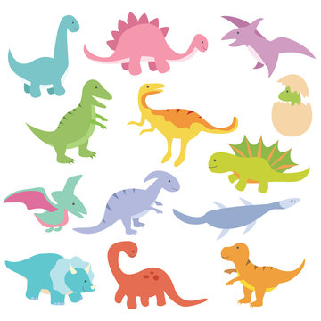 Dinosaur hand drawn collection set with cute drawing style