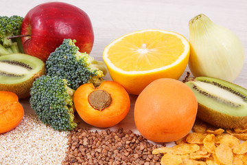 Healthy nutritious food as source natural minerals, vitamin B3 and dietary fiber