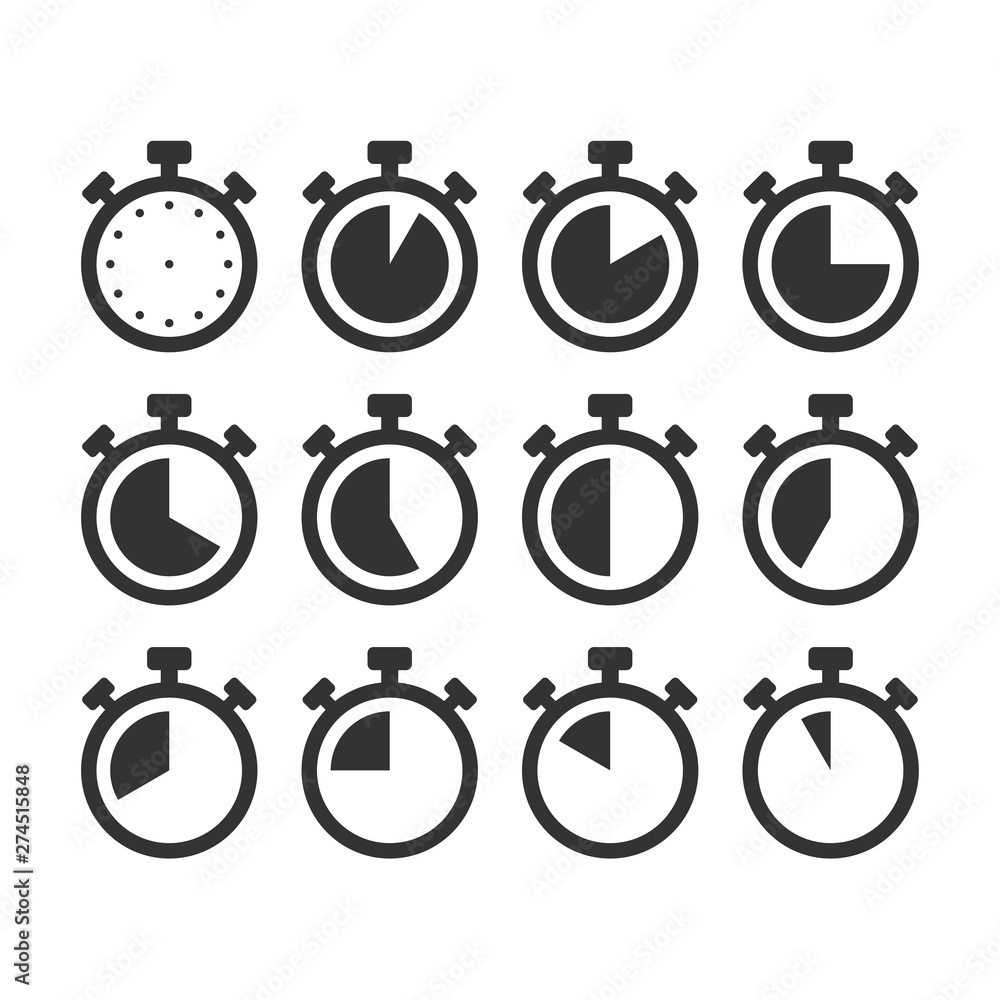 Leinwandbilder Time set icon template black color editable. Clock pack symbol Flat vector sign isolated on white background. Simple logo vector illustration for graphic and web design.