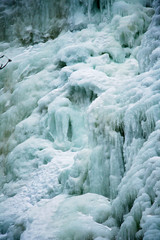 Details Below Arethusa Falls Waterfall in the White Mountains of New Hampshire in Winter  Crawford Notch State Park.