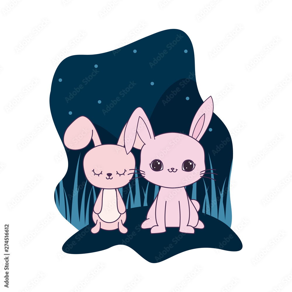 Canvas Prints cute rabbits animals isolated icon