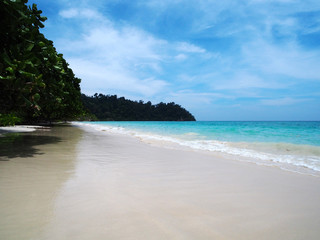 Tropical beach view. Beautiful Sand Sea and Blue Sky. Lipe Island. Thailand