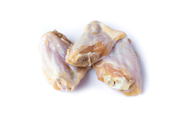 Raw chicken wings isolated on white background