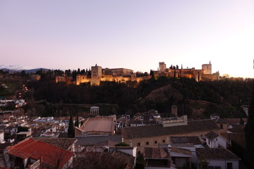 Alhambra Palace landscape and sky in Granada Spain