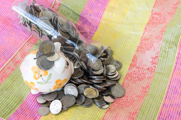 Thai currency coins have many prices and sizes.