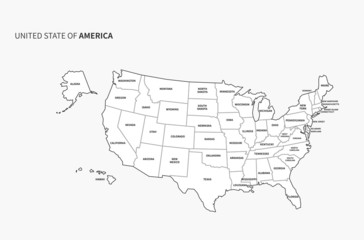 Fototapeta na wymiar united states boundary. infographic vector map of america. usa vector map. us map.