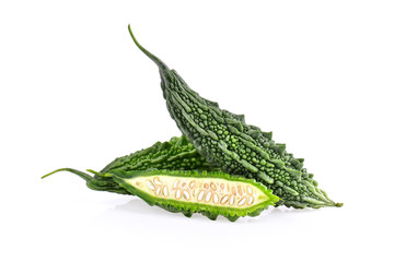 Bitter gourd isolated on the white background.