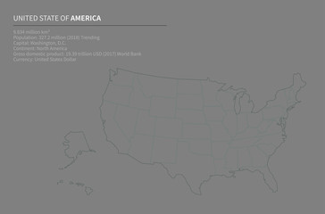 infographic vector map of america. usa map.