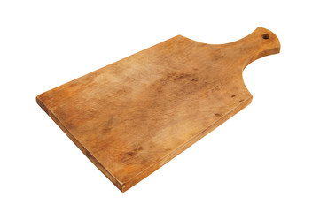 Rustic cutting board isolated on white