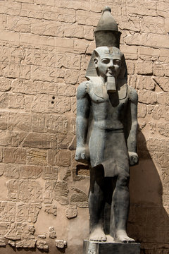 Statues in front of Entrance to Luxor Temple, Ancient Egyptian temple complex east bank Nile River ancient Thebes