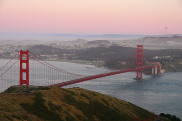 View over San Francisco and the Golden Gate Bridge from Marin Headlands