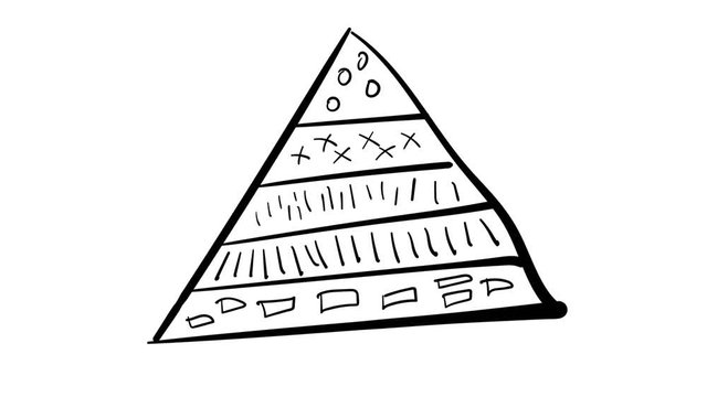 Hand-drawn infographic element - triangle divided into sectors.