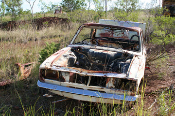 Vintage car wrecks in Australian Outback