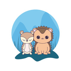 Obraz na płótnie Canvas cute porcupines animals isolated icon