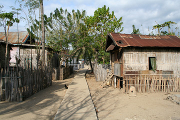 Fototapeta na wymiar Remote island fishing village in Asia