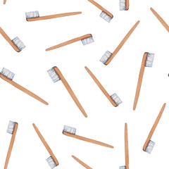 Toothbrush seamless pattern. Eco bamboo brush.