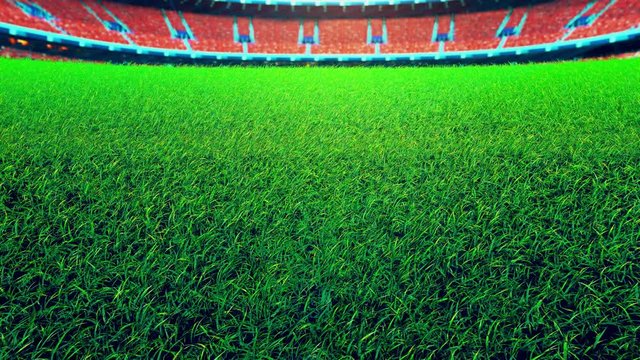 Flying On Grass In Green Stadium is motion footage for sports films and cinematic in environment scene. Also good background for scene and titles, logos.
