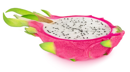 Halved pitahaya isolated on a white background.