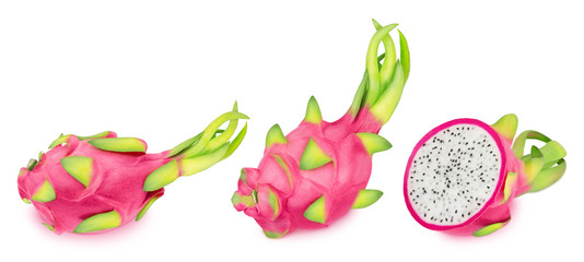 Set of pitahayas isolated on a white background.