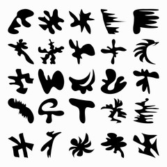 collection of abstract objects in black color illustration